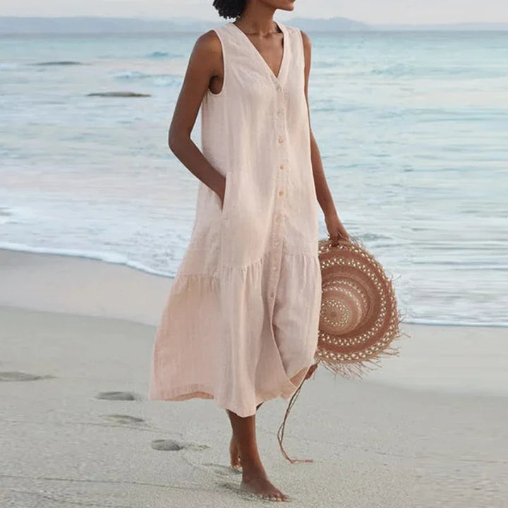 Noor | Patchwork V-Neck Midi Dress