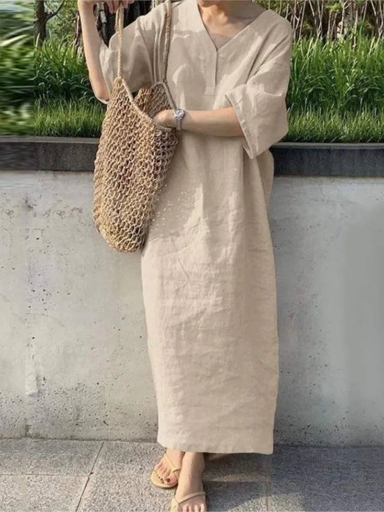 Vera | V-Neck Linen Sundress