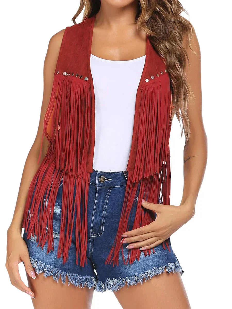 Women's Vest | Sleeveless Fringe Open Front