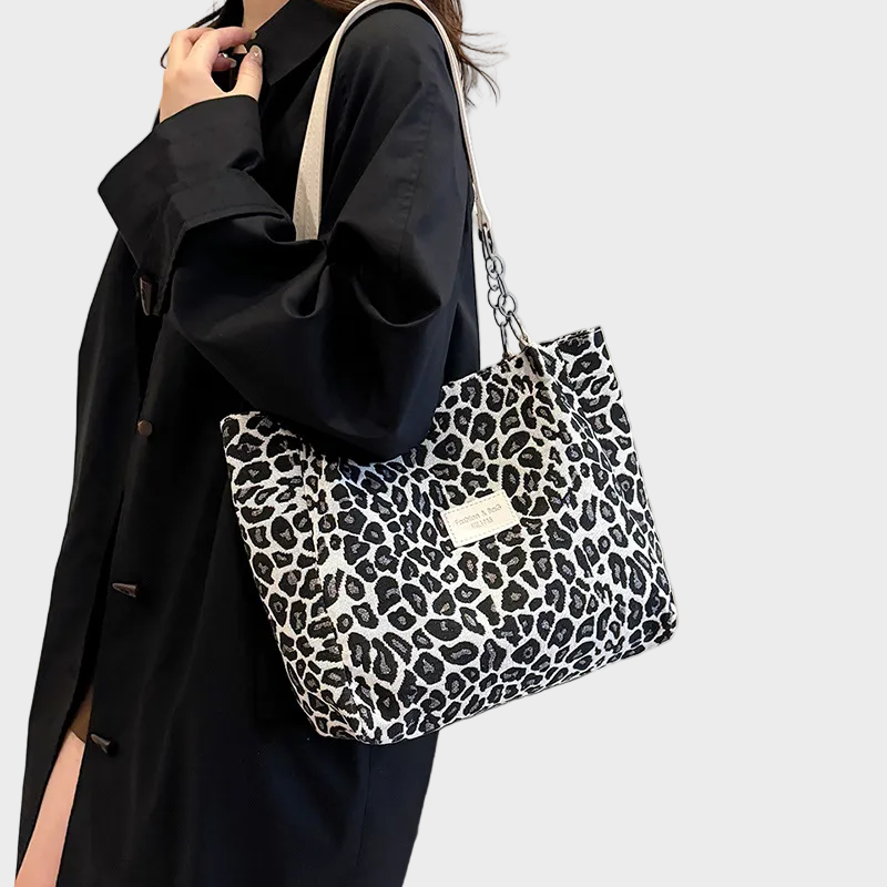 Lush | Leopard Tote with Chain Straps