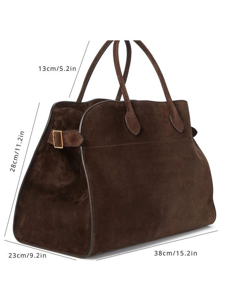Large Women's Shopper Bag – Structured Shoulder Bag Suede/Leather