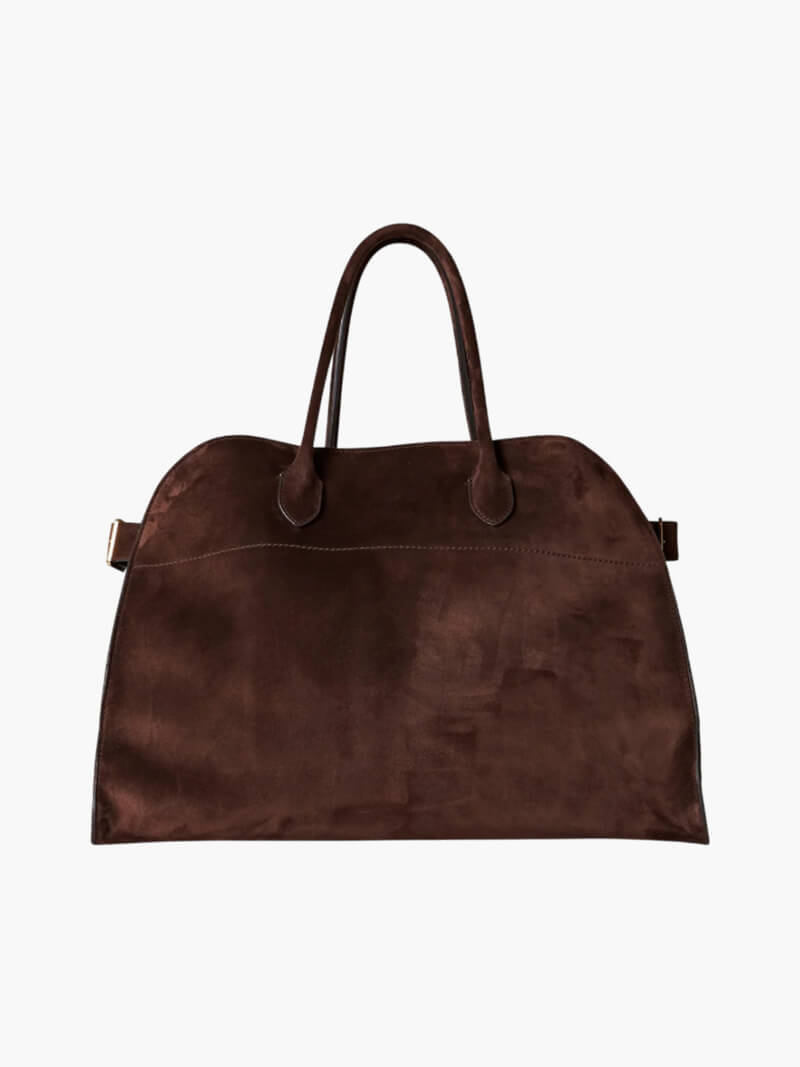 Large Women's Shopper Bag – Structured Shoulder Bag Suede/Leather