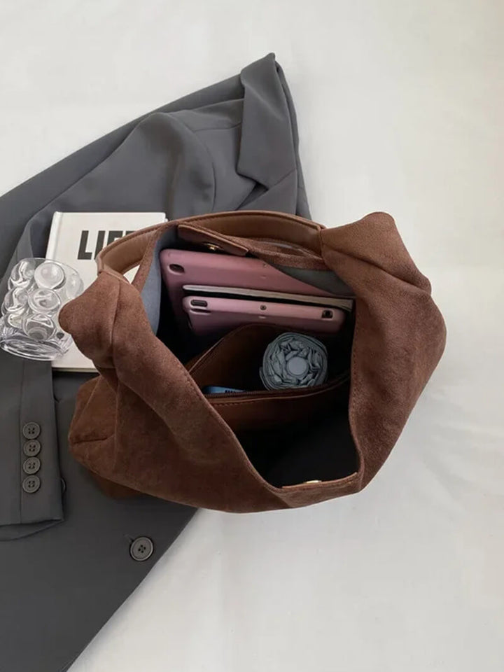 Juna | Spacious Vegan Suede Shoulder Bag