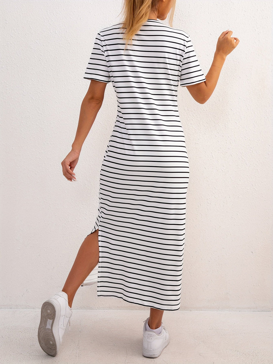 Brigitte | Striped Jersey Midi Dress