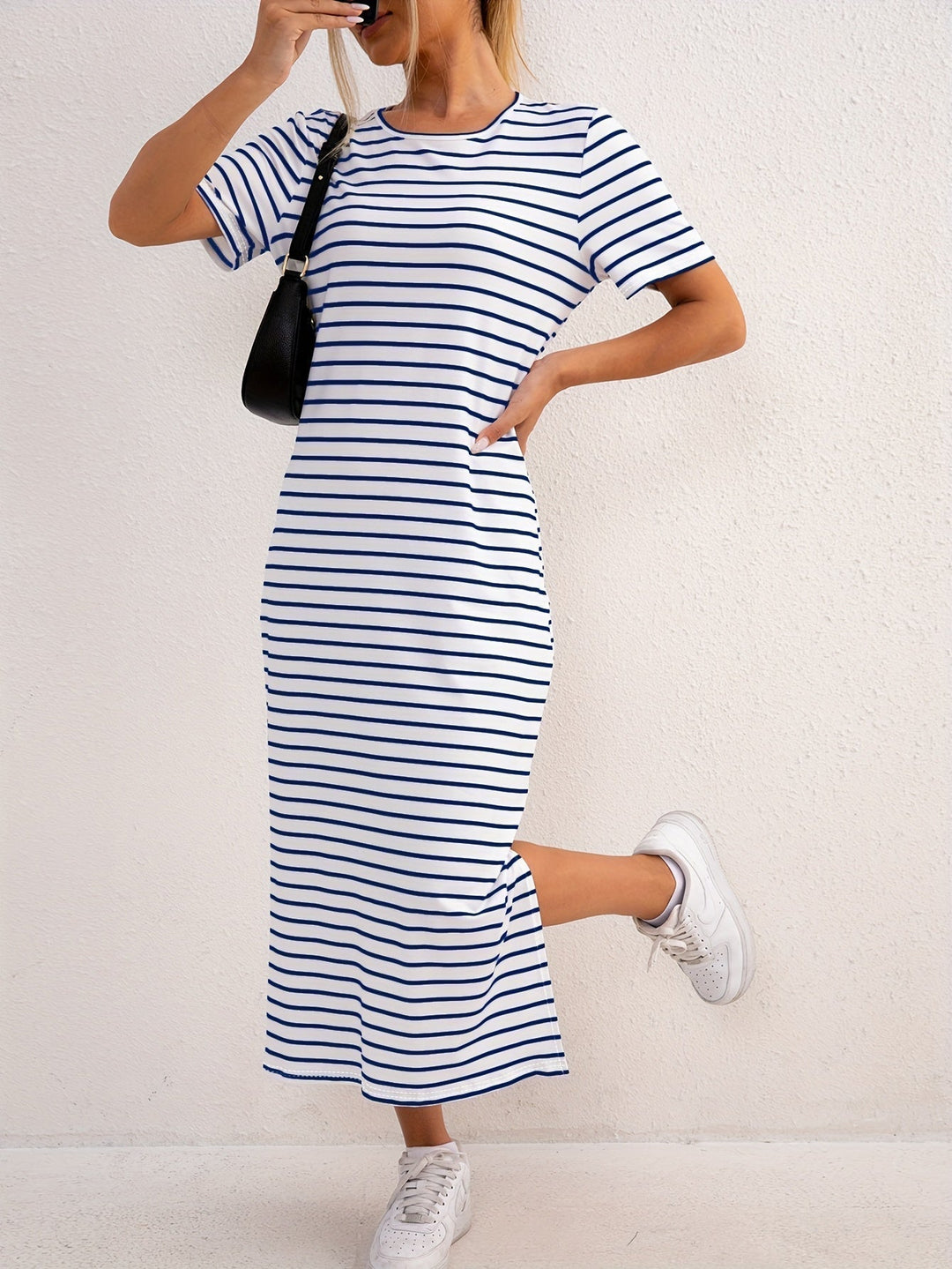 Brigitte | Striped Jersey Midi Dress