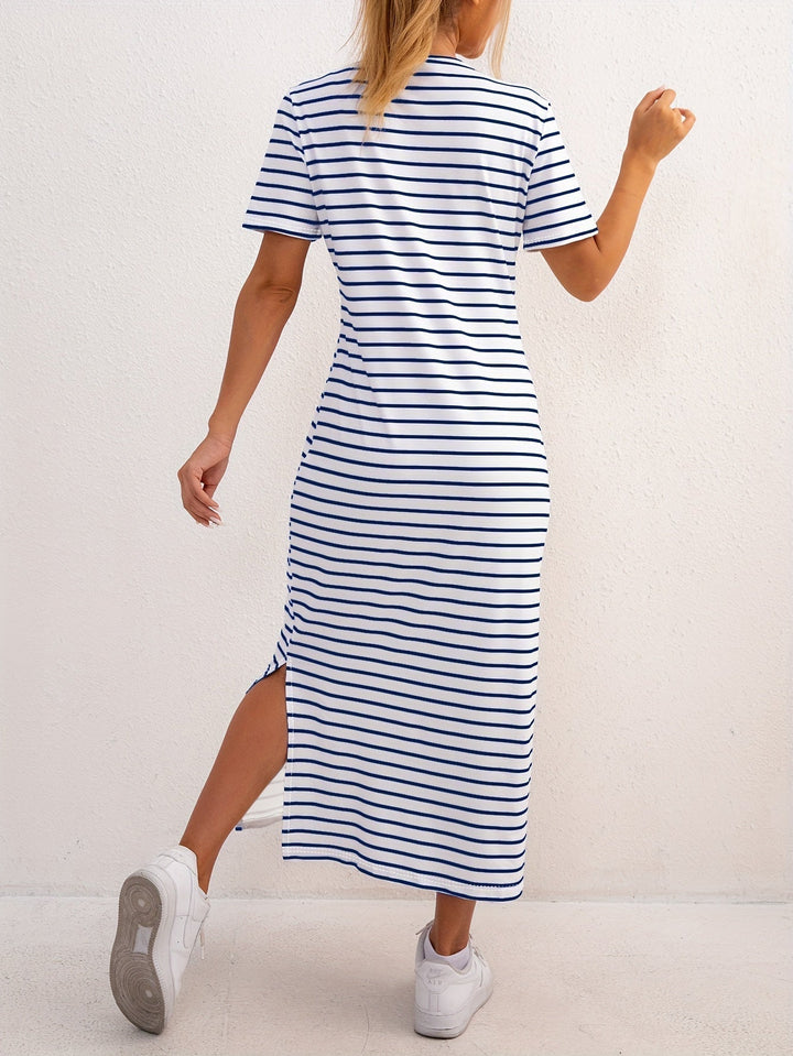 Brigitte | Striped Jersey Midi Dress
