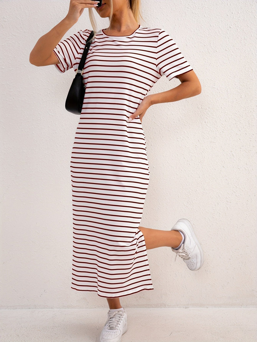 Brigitte | Striped Jersey Midi Dress