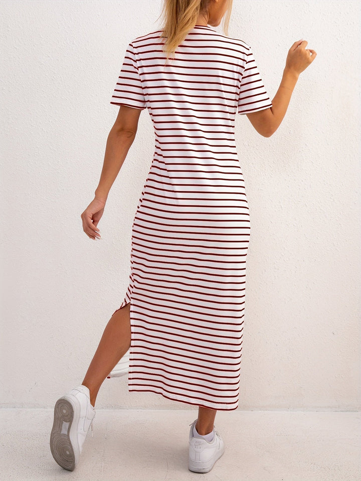 Brigitte | Striped Jersey Midi Dress