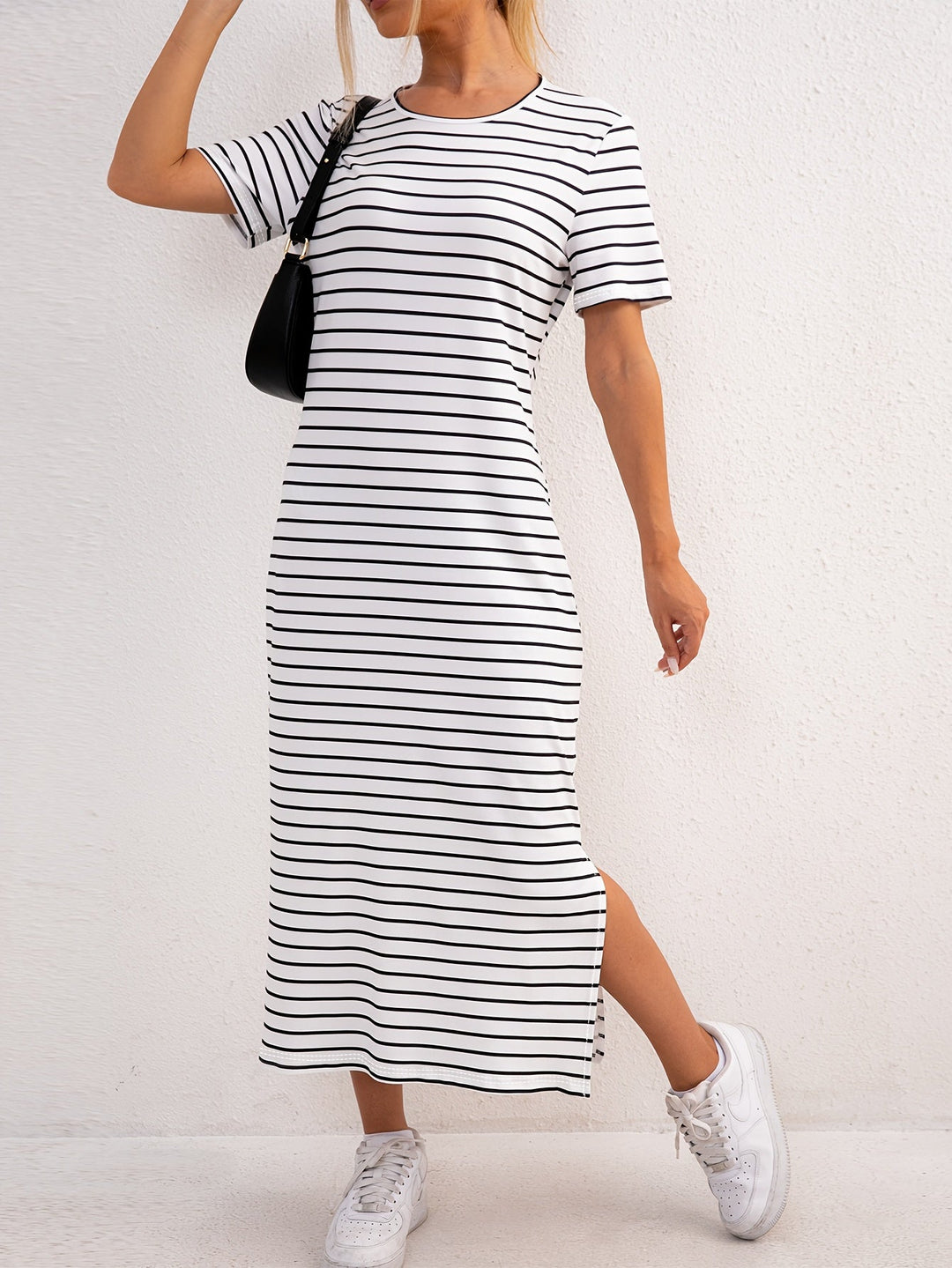 Brigitte | Striped Jersey Midi Dress