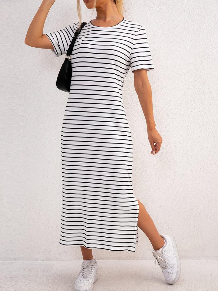 Brigitte | Striped Jersey Midi Dress