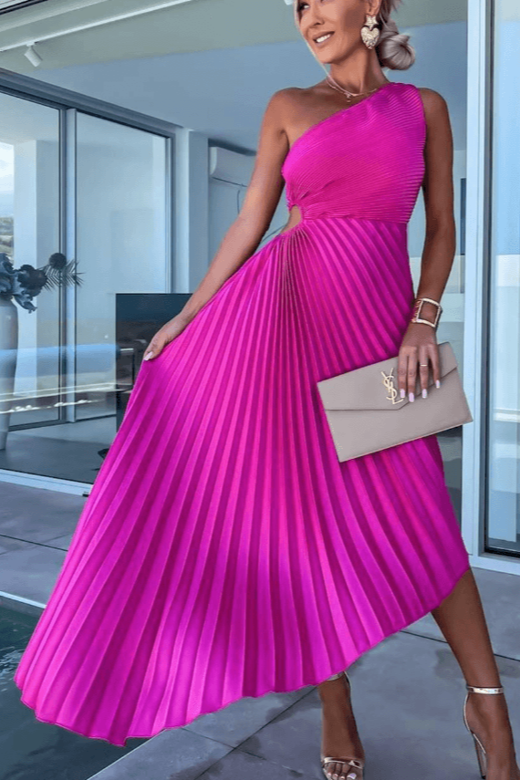 Wendy | One-Shoulder Pleated Dress