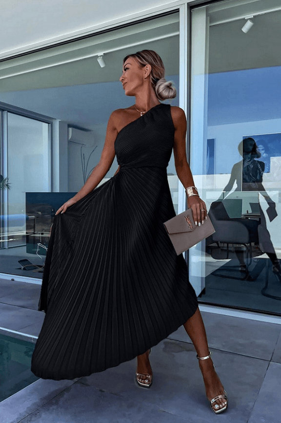 Wendy | One-Shoulder Pleated Dress
