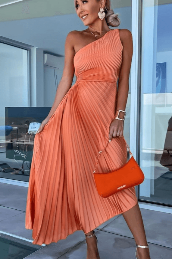 Wendy | One-Shoulder Pleated Dress