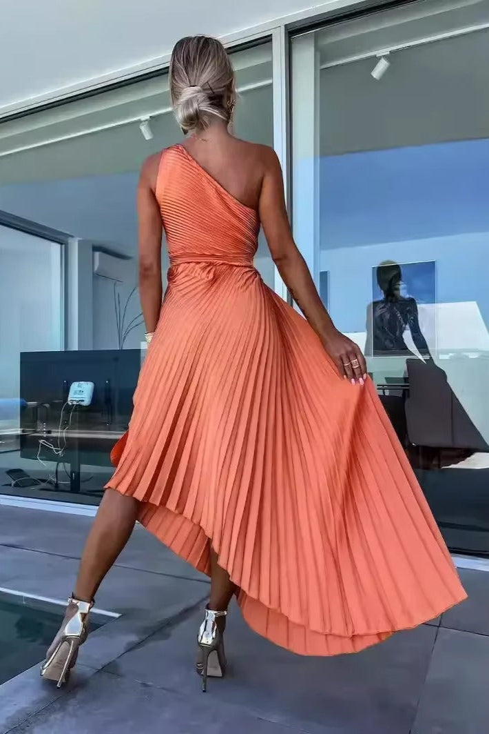 Wendy | One-Shoulder Pleated Dress
