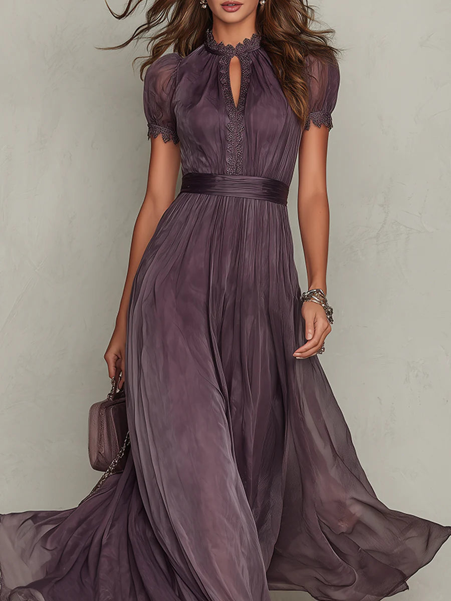 Marie™ | Long purple dress with keyhole neckline
