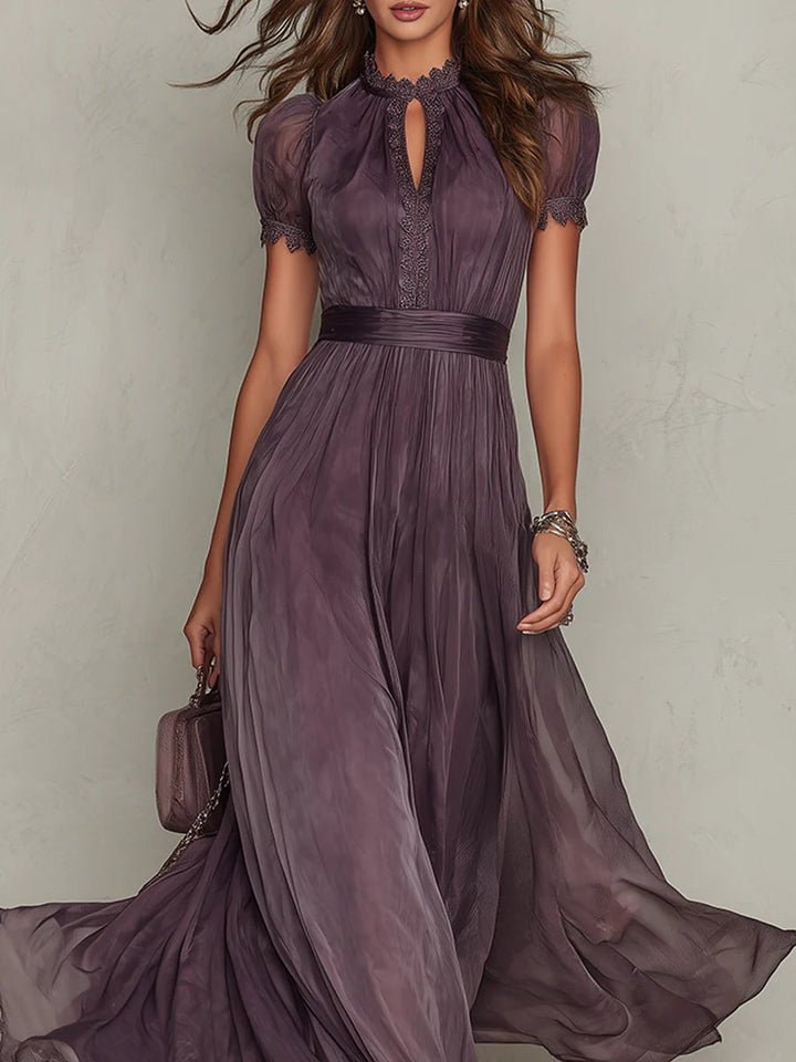Marie™ | Long purple dress with keyhole neckline