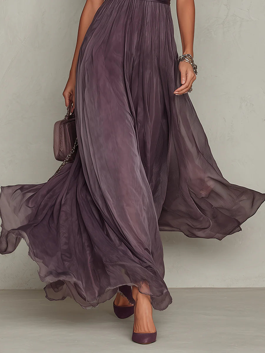 Marie™ | Long purple dress with keyhole neckline