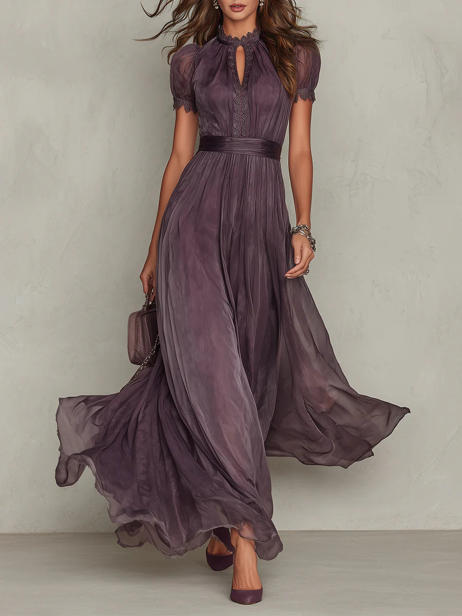 Marie™ | Long purple dress with keyhole neckline