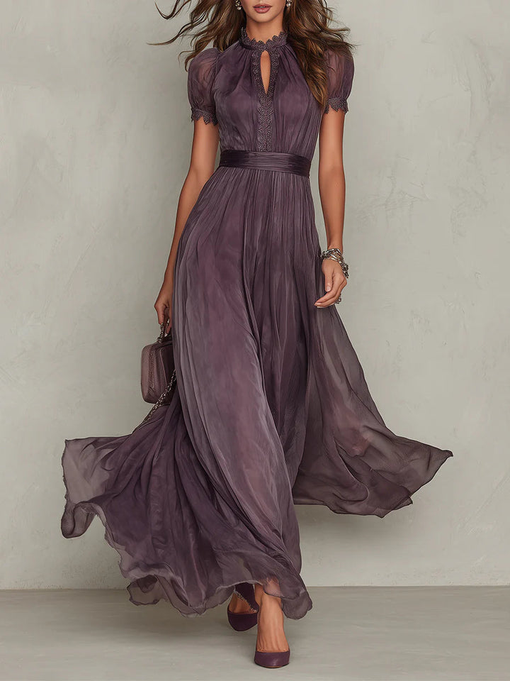 Marie™ | Long purple dress with keyhole neckline