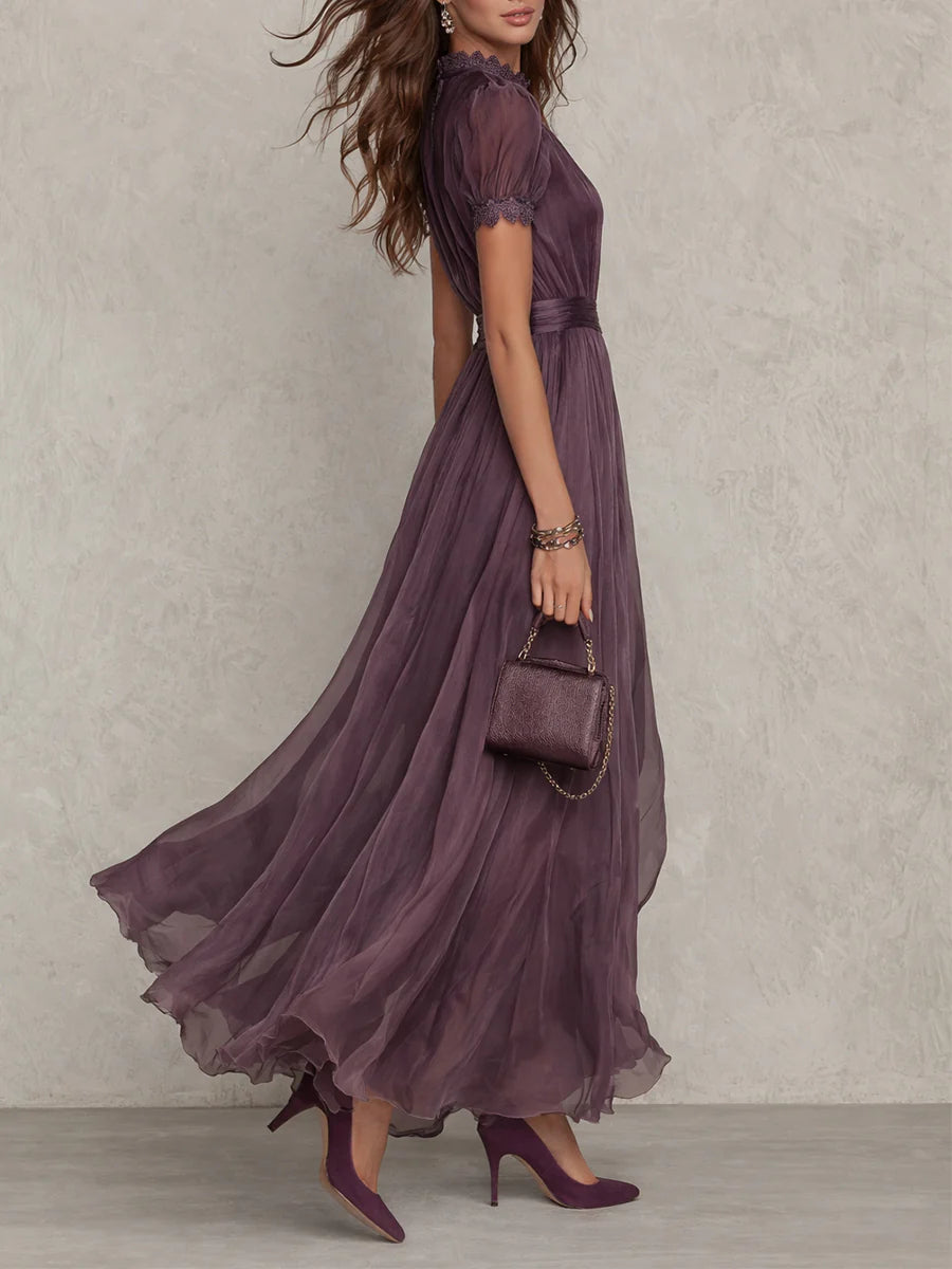 Marie™ | Long purple dress with keyhole neckline
