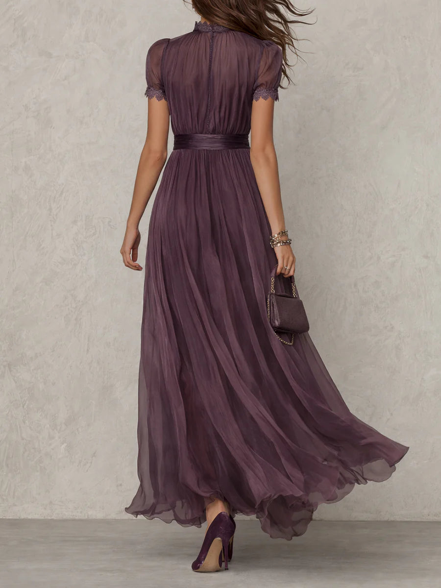 Marie™ | Long purple dress with keyhole neckline