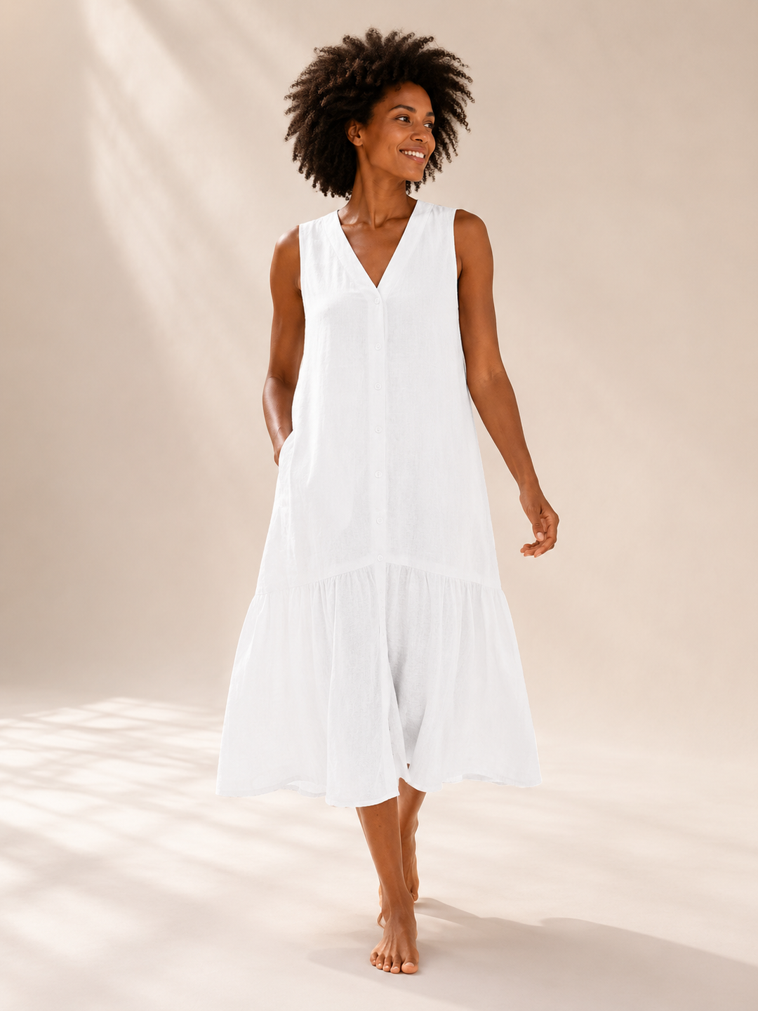Noor | Patchwork V-Neck Midi Dress