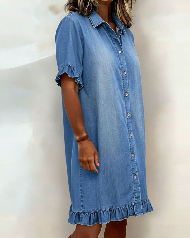 Lorea | Comfortable Denim Dress with Flattering Ruching