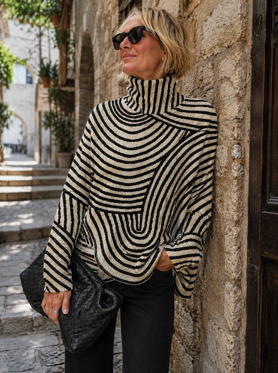 Ruth | Striped Roll Neck Turtleneck Sweater for Women
