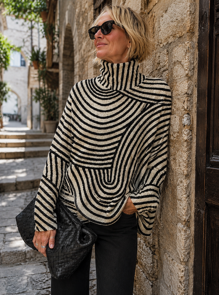 Ruth | Striped Roll Neck Turtleneck Sweater for Women