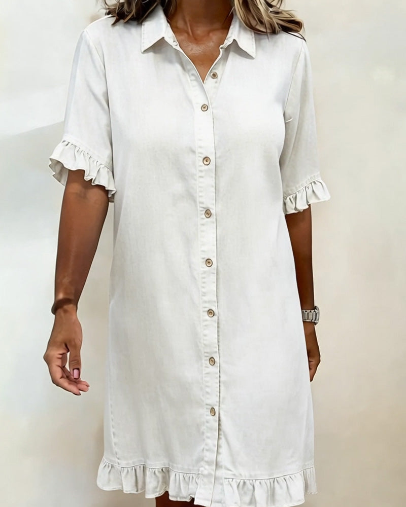 Lorea | Comfortable Denim Dress with Flattering Ruching