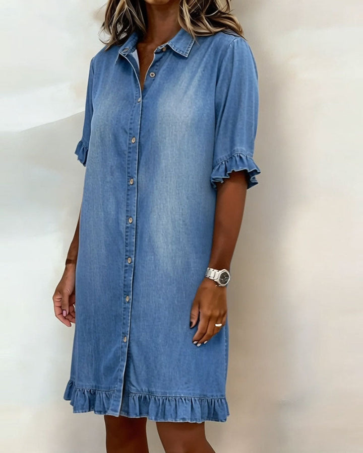 Lorea | Comfortable Denim Dress with Flattering Ruching
