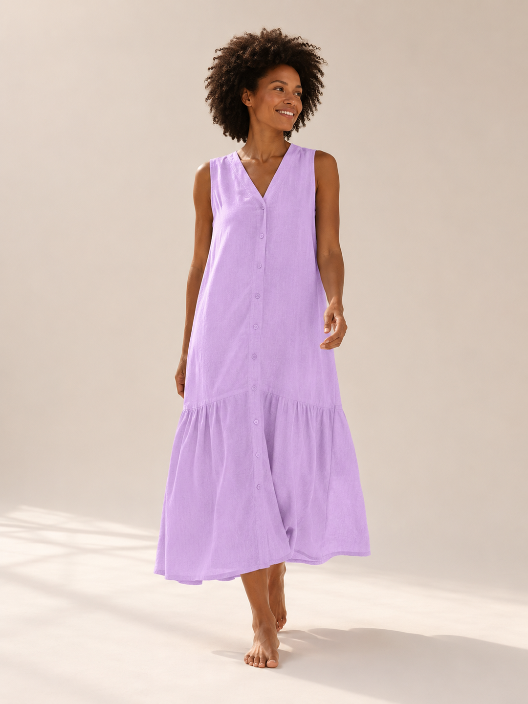Noor | Patchwork V-Neck Midi Dress