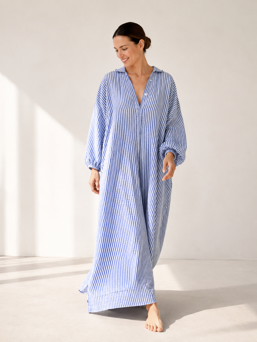 Margaux | Striped Linen Shirt Dress