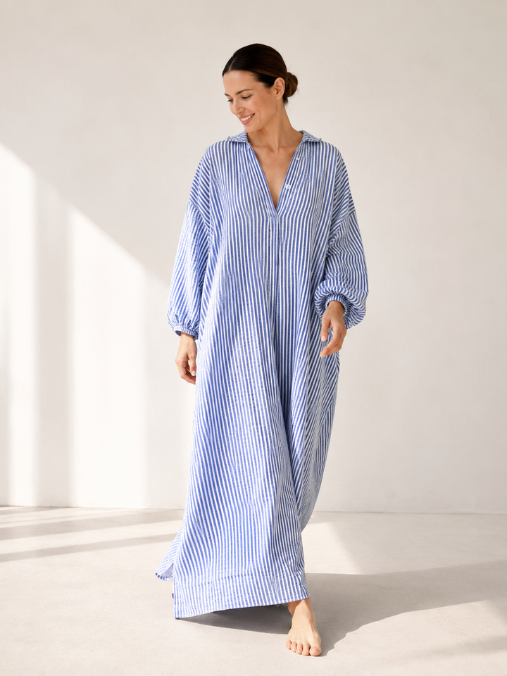 Margaux | Striped Linen Shirt Dress