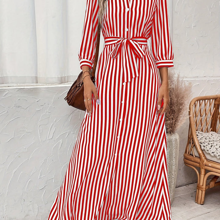 Meredith | Belted Shirt Maxi Dress