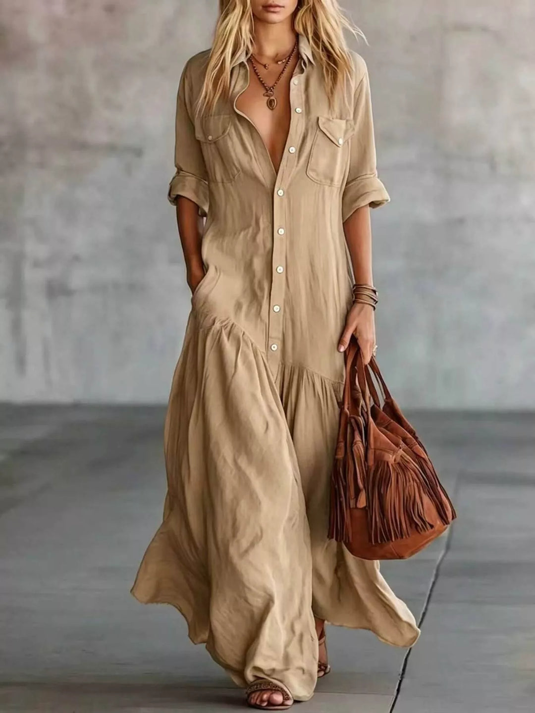 Georgia | Button-Front Maxi Dress
