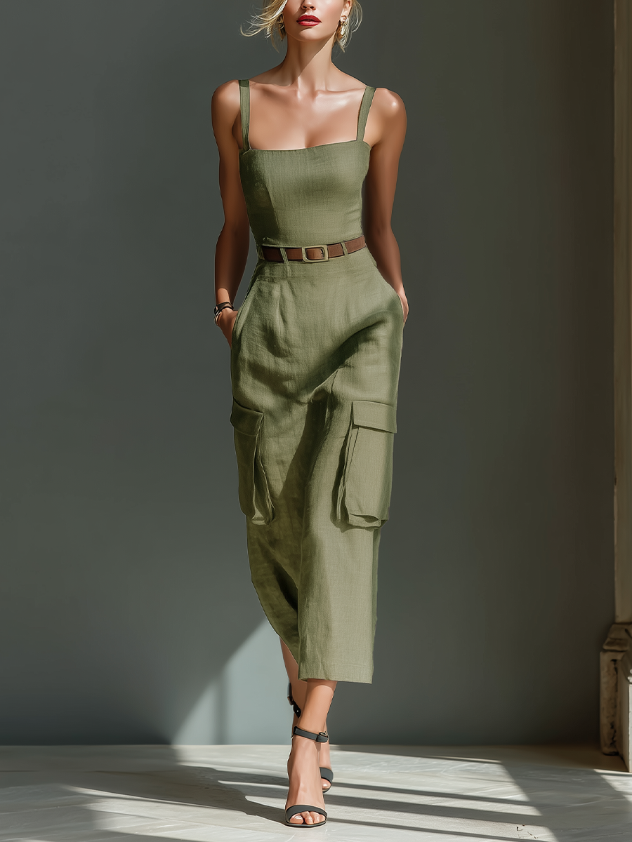 Remi | Belted Cargo Midi Dress