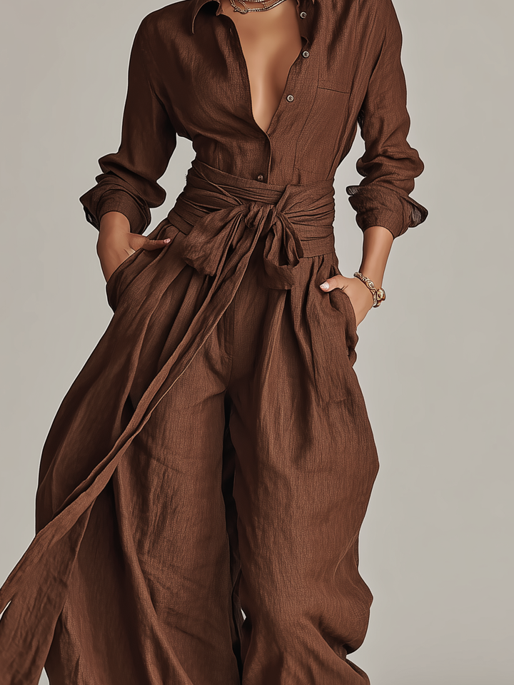 Hazel | Belted Shirt Jumpsuit