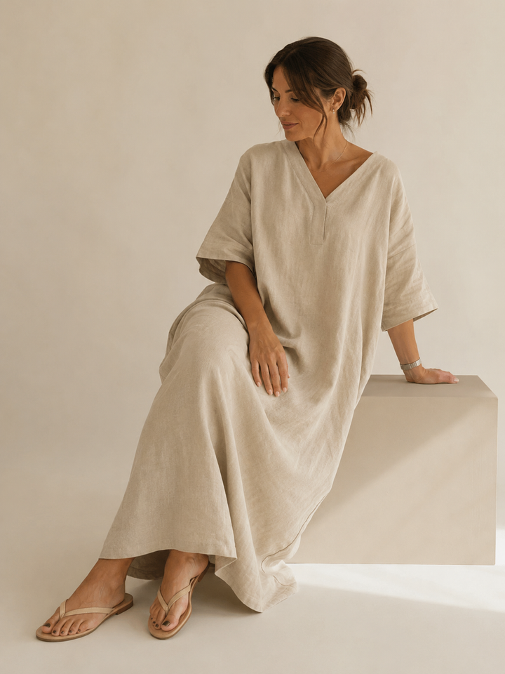 Vera | V-Neck Linen Sundress
