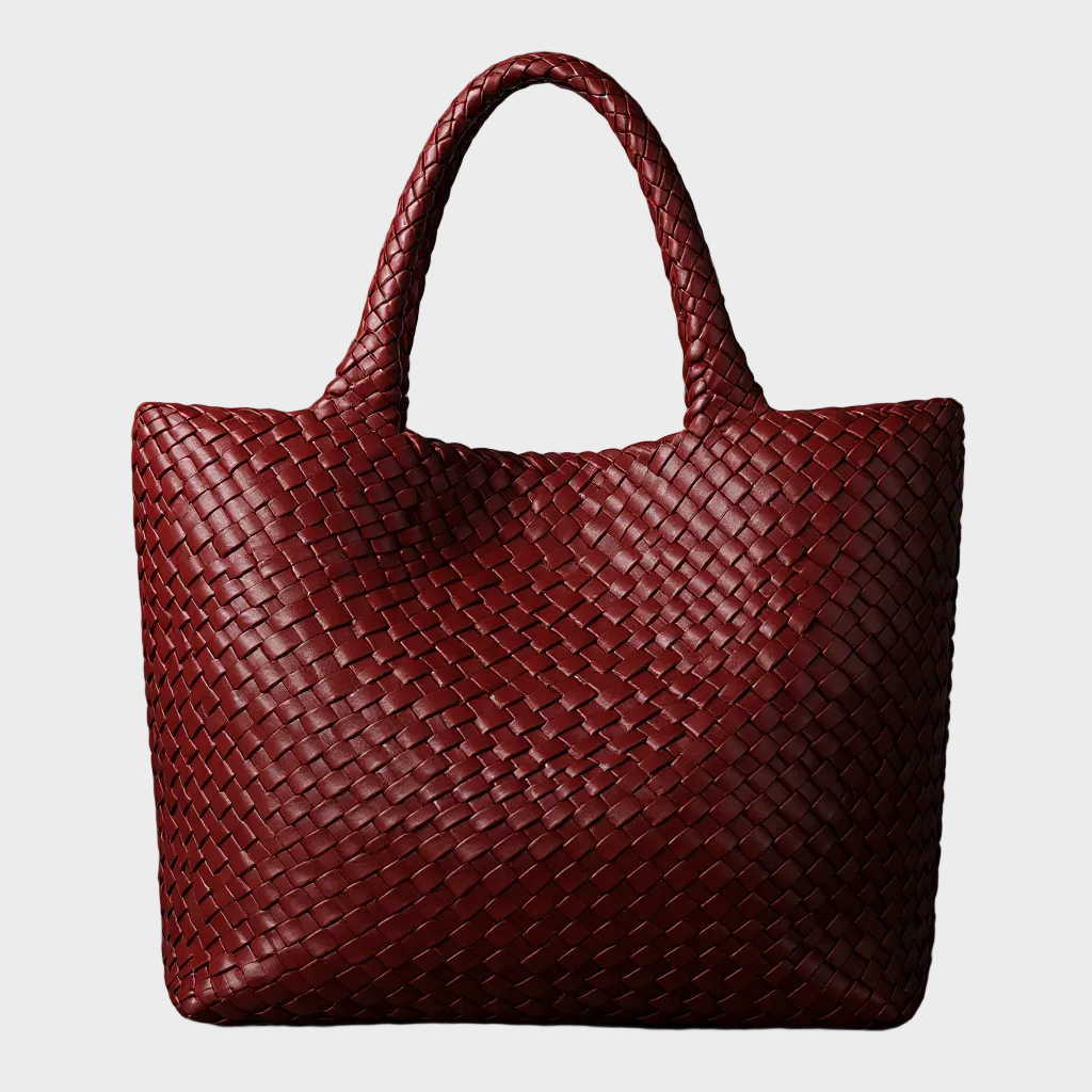 Lana | Woven Shoulder Tote Bag in Soft Microfiber Leather