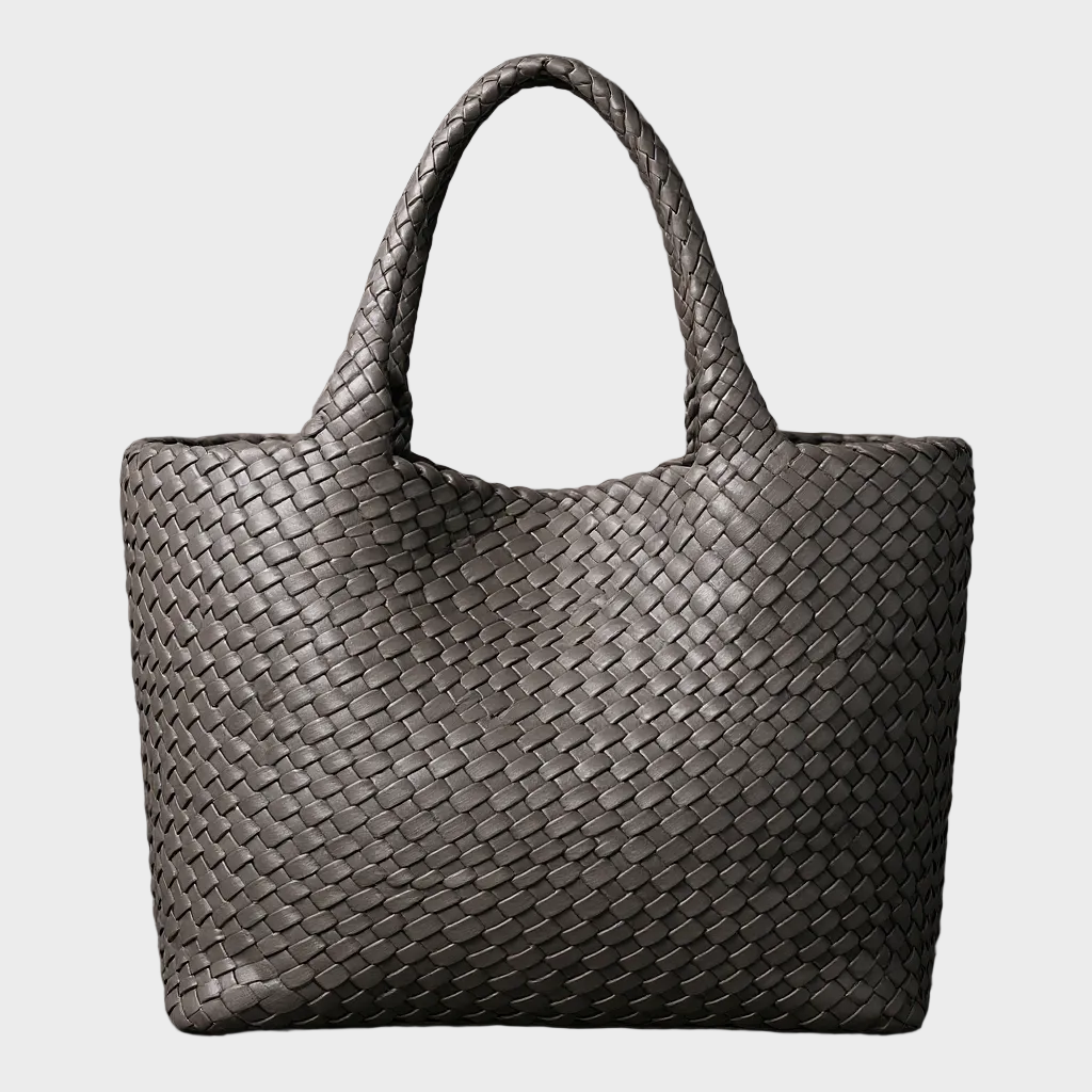 Lana | Woven Shoulder Tote Bag in Soft Microfiber Leather