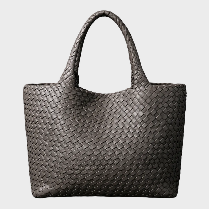 Lana | Woven Shoulder Tote Bag in Soft Microfiber Leather