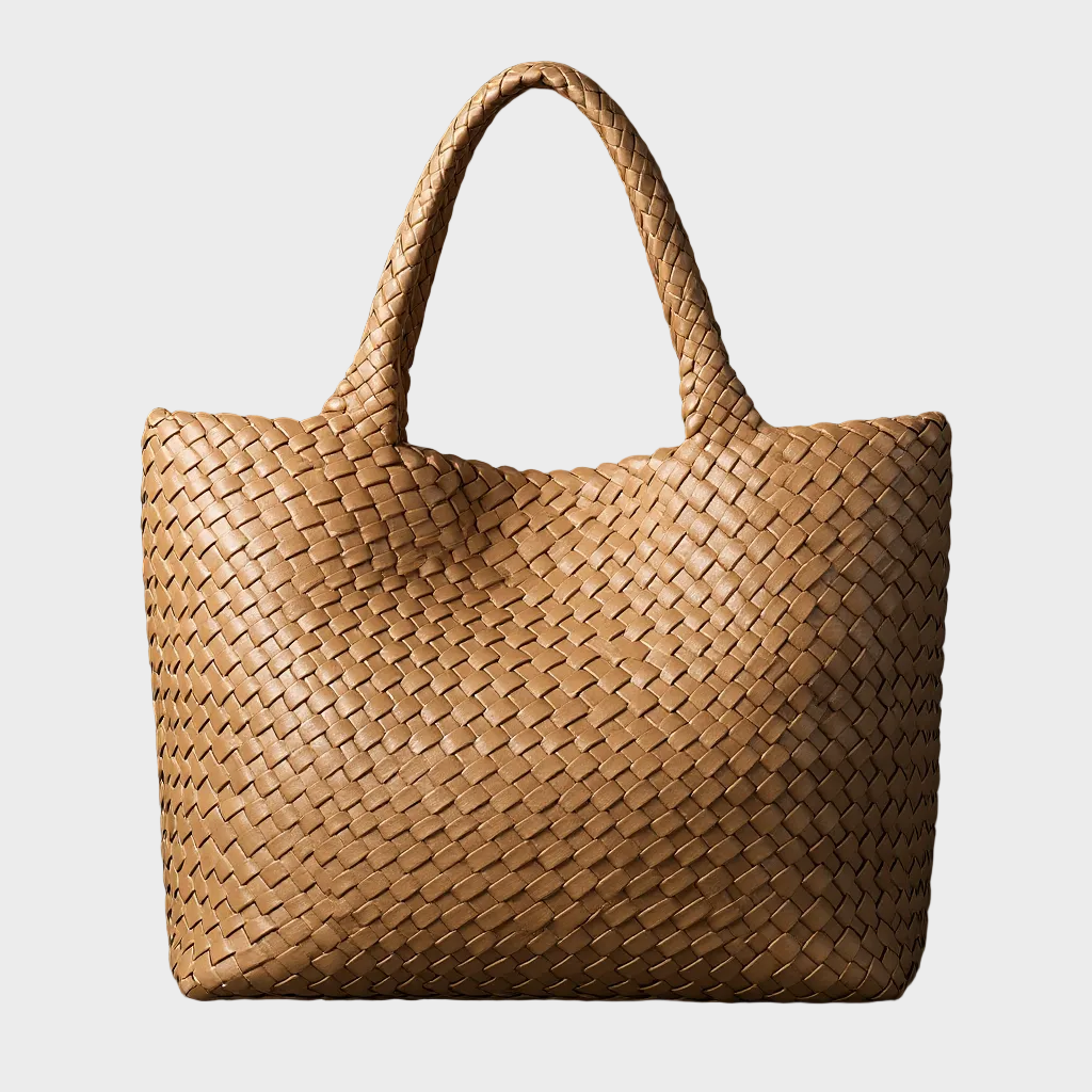 Lana | Woven Shoulder Tote Bag in Soft Microfiber Leather