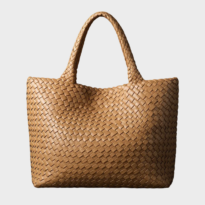 Lana | Woven Shoulder Tote Bag in Soft Microfiber Leather