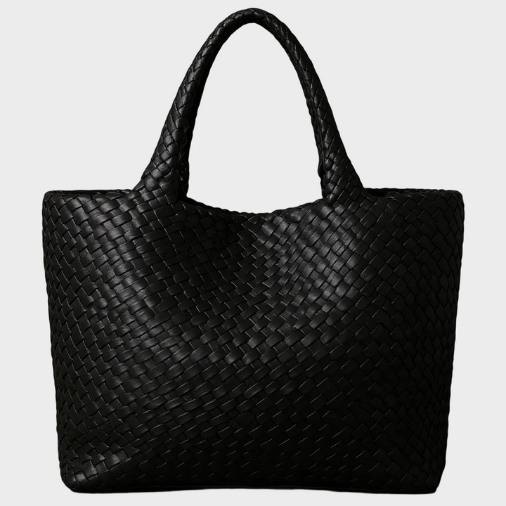Lana | Woven Shoulder Tote Bag in Soft Microfiber Leather
