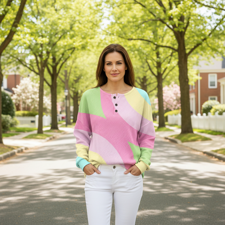 Vera | Crew Neck Ribbed Knit Sweater for Women