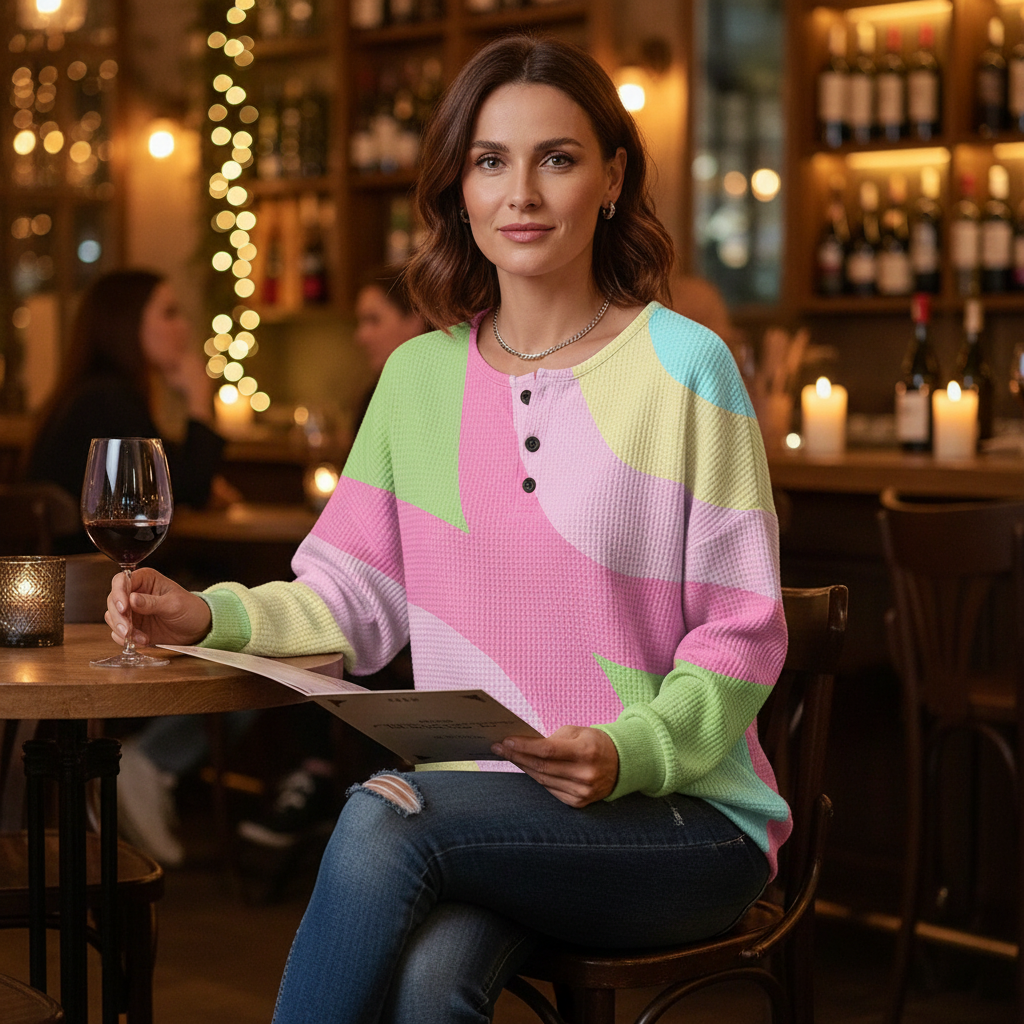 Vera | Crew Neck Ribbed Knit Sweater for Women