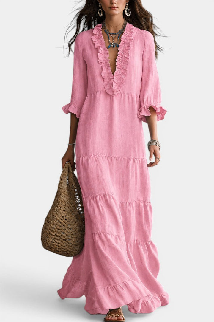 Joelle | Ruffled V-Neck Maxi Dress