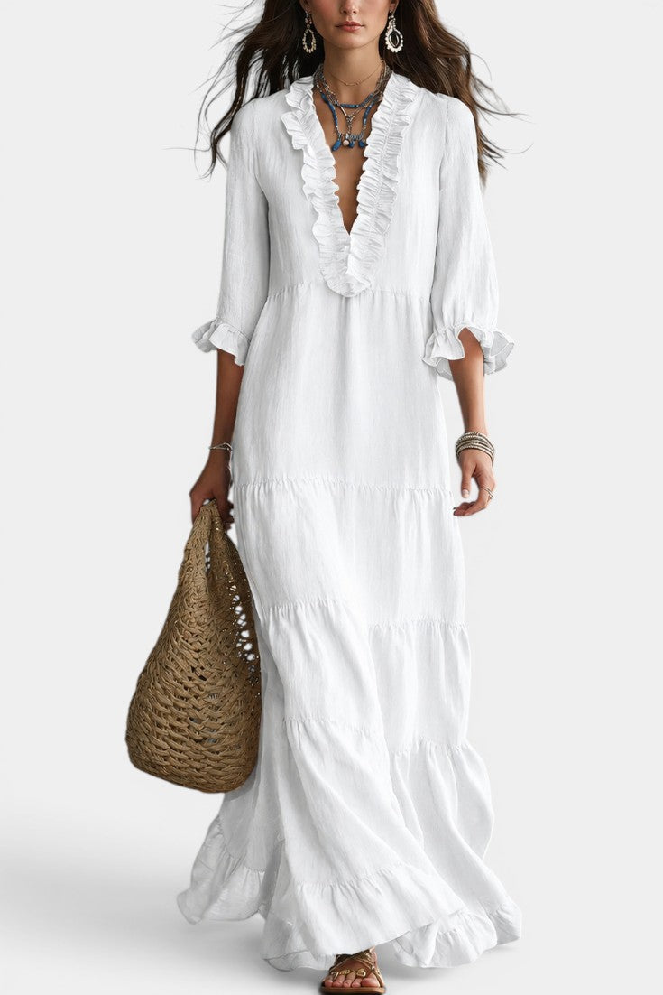 Joelle | Ruffled V-Neck Maxi Dress