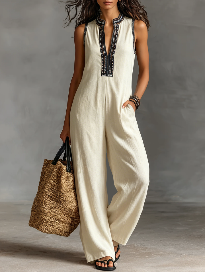 Iris | Embroidered Zip Jumpsuit